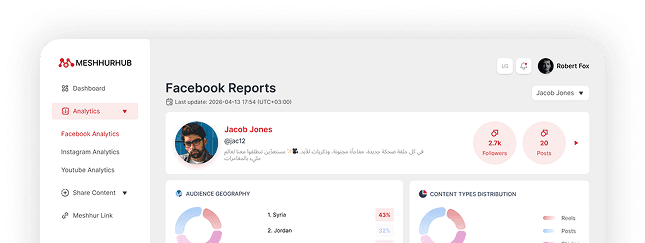 Meshhur analytics dashboard preview